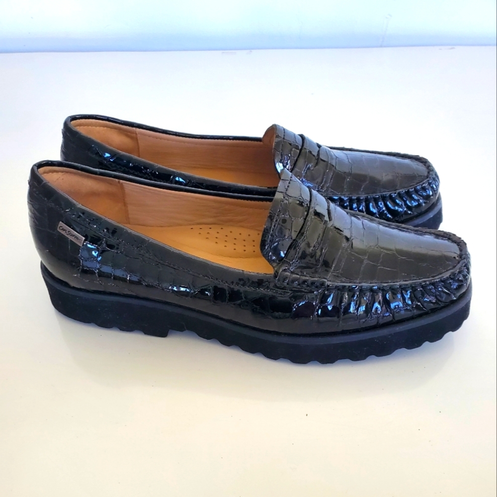 Ogetti Carl Scarpa Women's Shoes Black Snake Skin Leather Loafers  Size 41 US 9